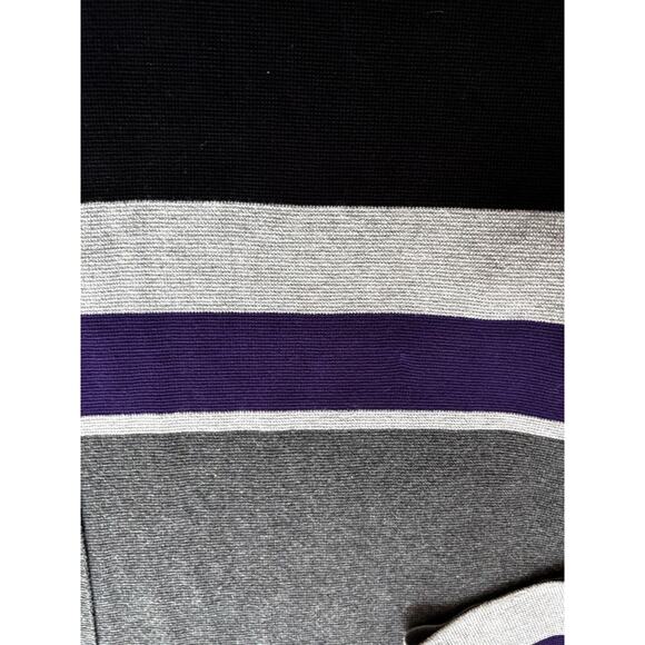 Calvin Klein Open Front Long Cardigan 2X Gray Purple Black Color Block Stripes - Picture 9 of 11